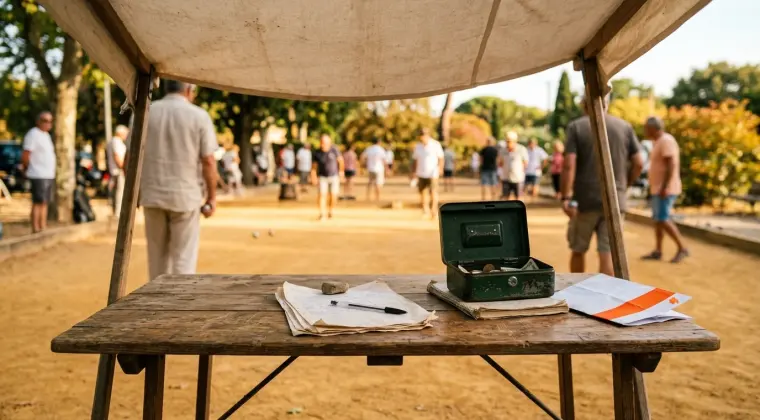 Table d'inscription d'un concours de pétanque
