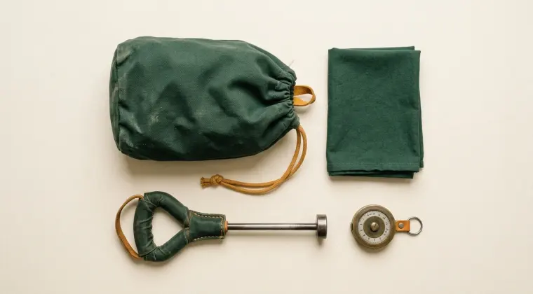 Sac à boules, chiffon et mètre de mesure